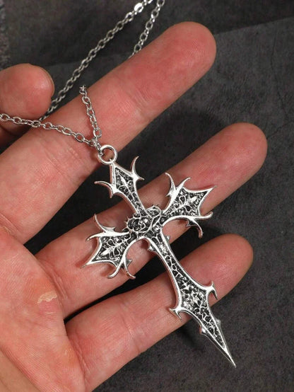 Vintage Gothic Rose Cross Necklace