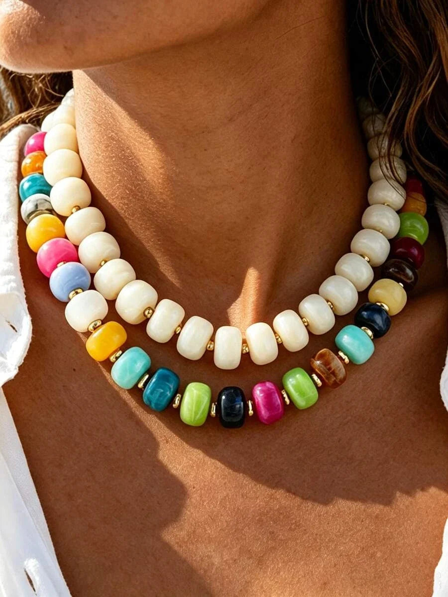 Chunky Acrylic Beaded Necklace Set