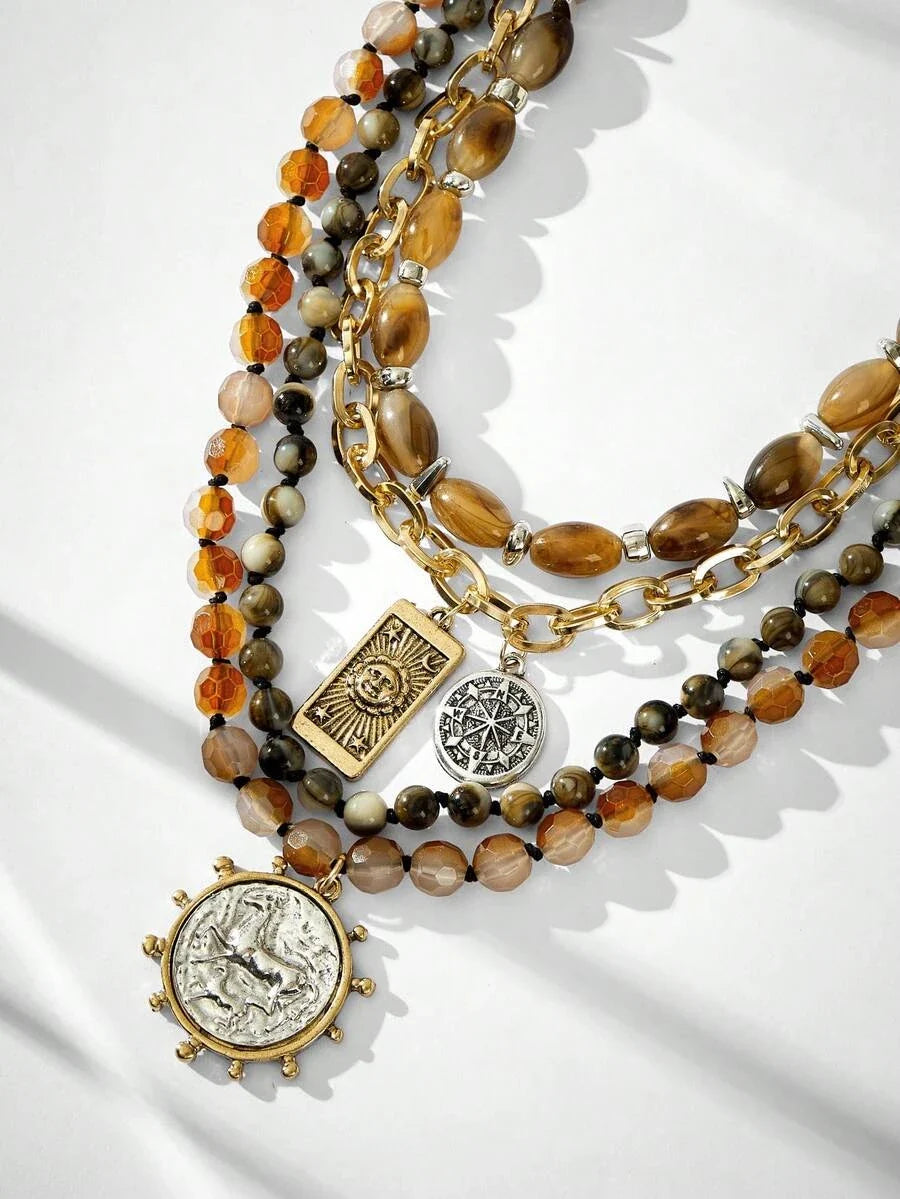 Bohemian Multi-Layer Beaded Beach Necklace