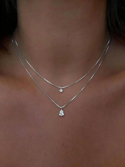 Minimalist Water Drop Double Layer Pendant Necklace