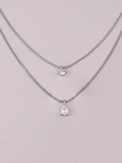 Minimalist Water Drop Double Layer Pendant Necklace