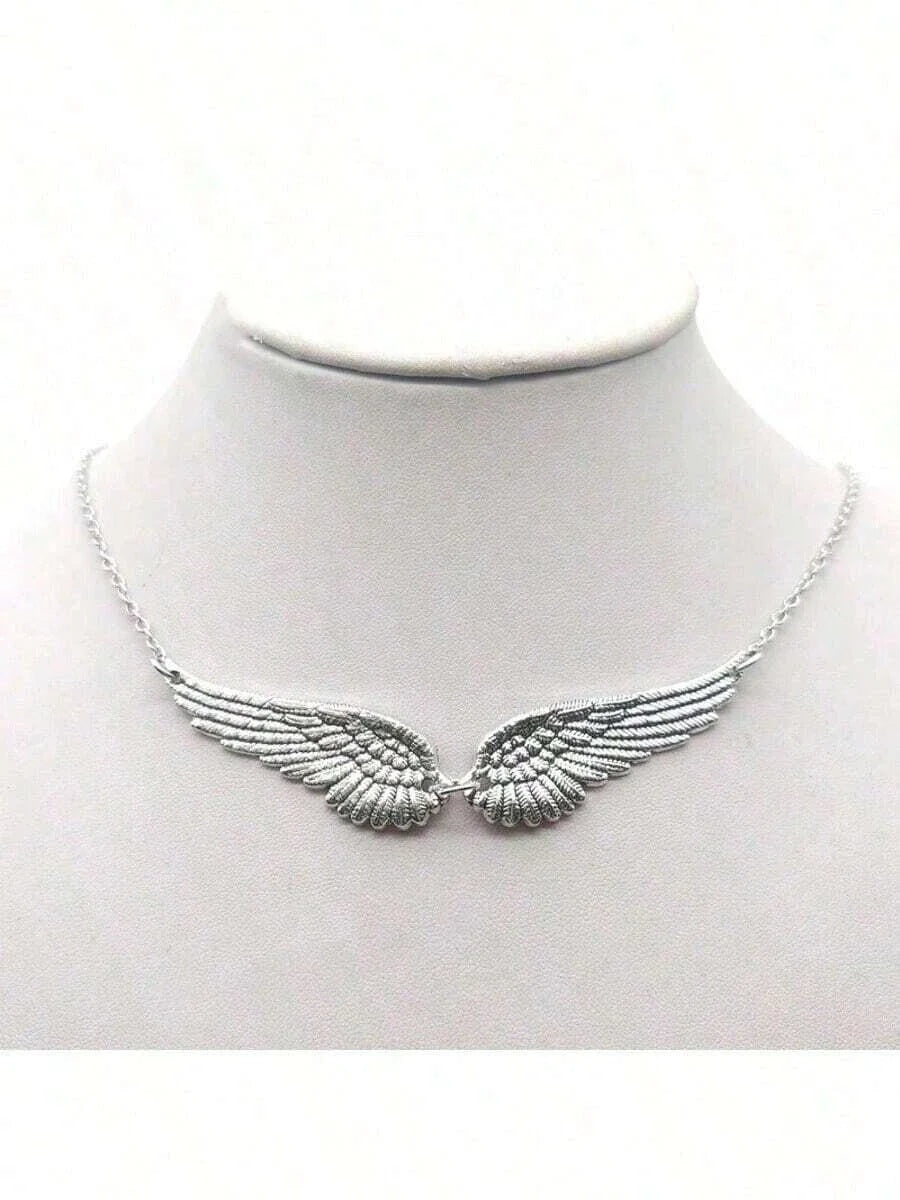 Vintage Angel Wings Feather Pendant Necklace