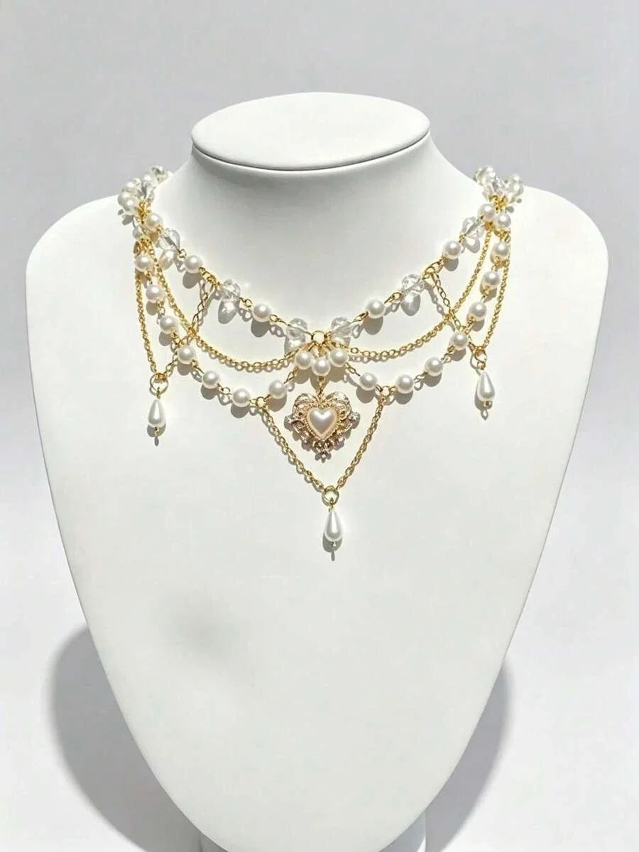 Fairycore Faux Pearl Pendant Necklace