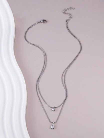 Minimalist Water Drop Double Layer Pendant Necklace