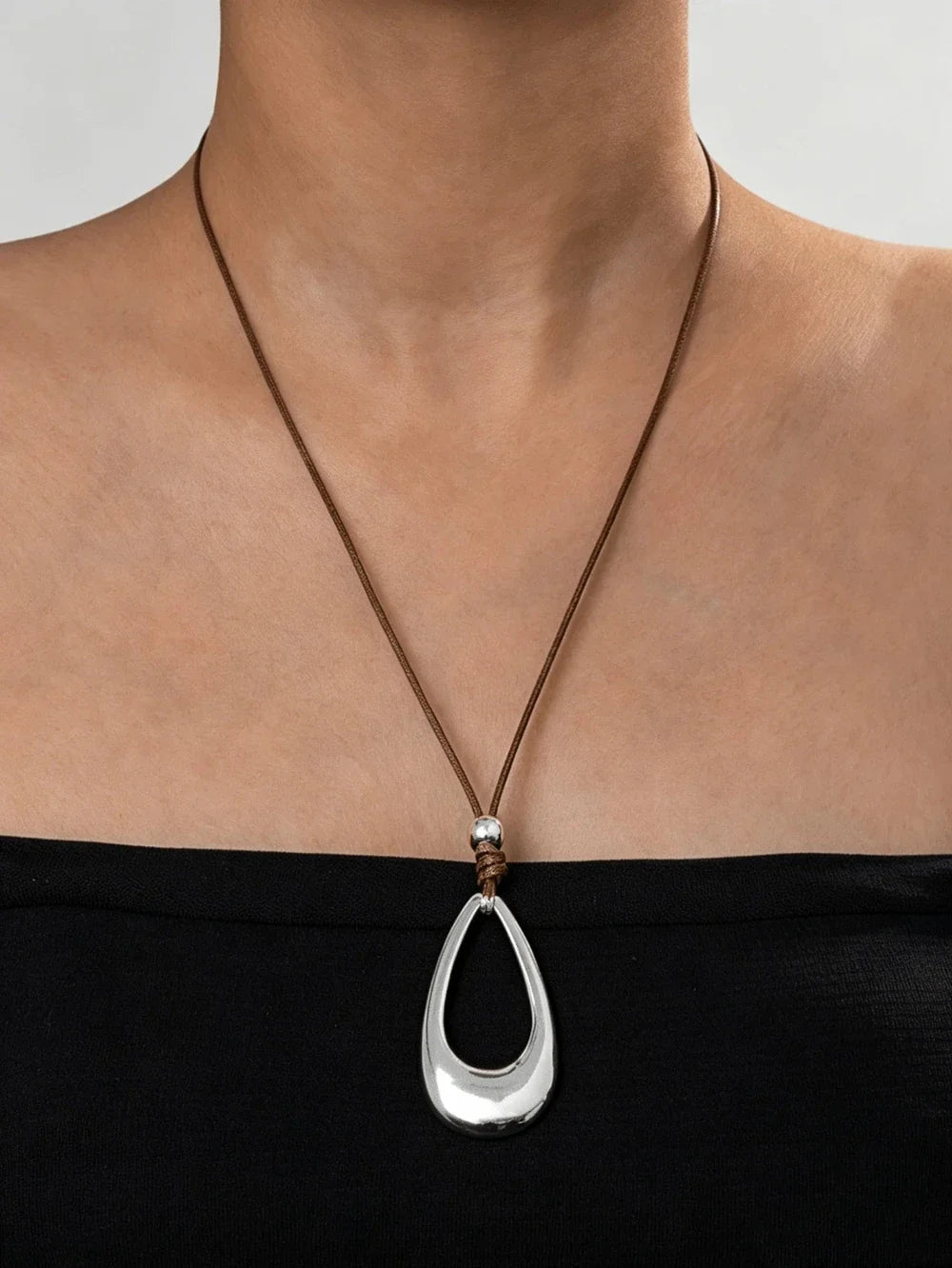 Bohemian Open Teardrop Pendant Necklace