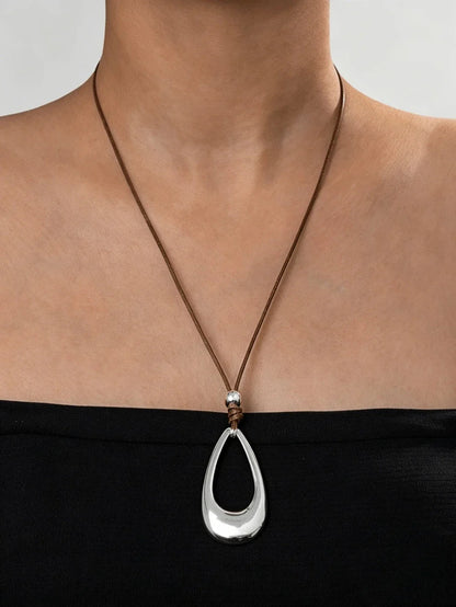 Bohemian Open Teardrop Pendant Necklace