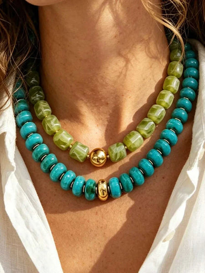 Chunky Acrylic Beaded Necklace Set