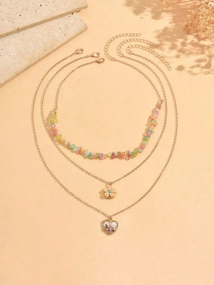 Layered Tiger Eye Beaded Necklace Set