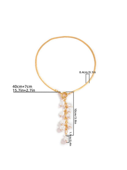 Faux Pearl Tassel Lariat Necklace