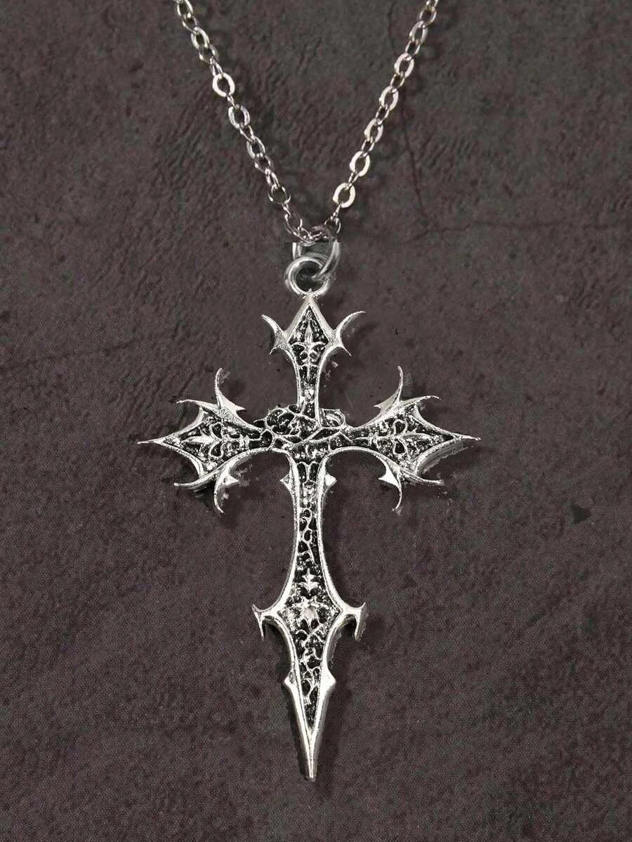 Vintage Gothic Rose Cross Necklace