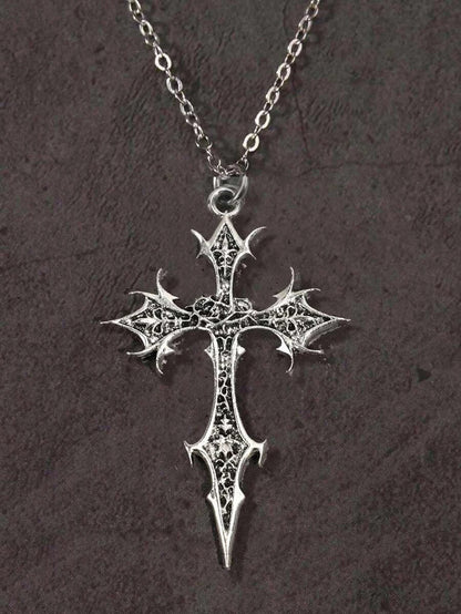 Vintage Gothic Rose Cross Necklace
