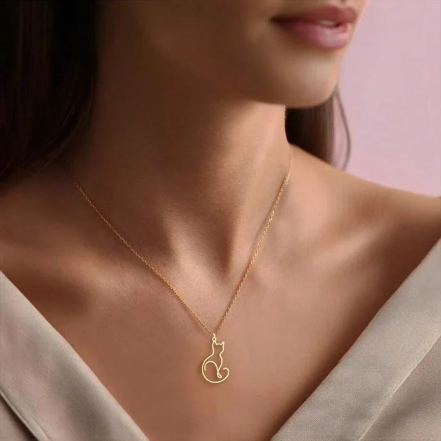 Minimalist Cat Pendant Necklace