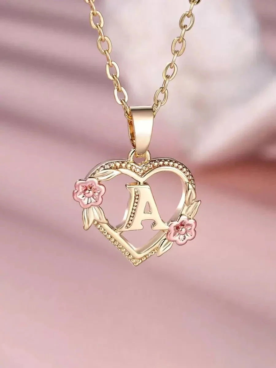 Elegant Gold Initial Heart Necklace
