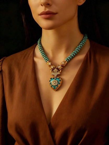 Heart Rhinestone Blue Jewelry Set