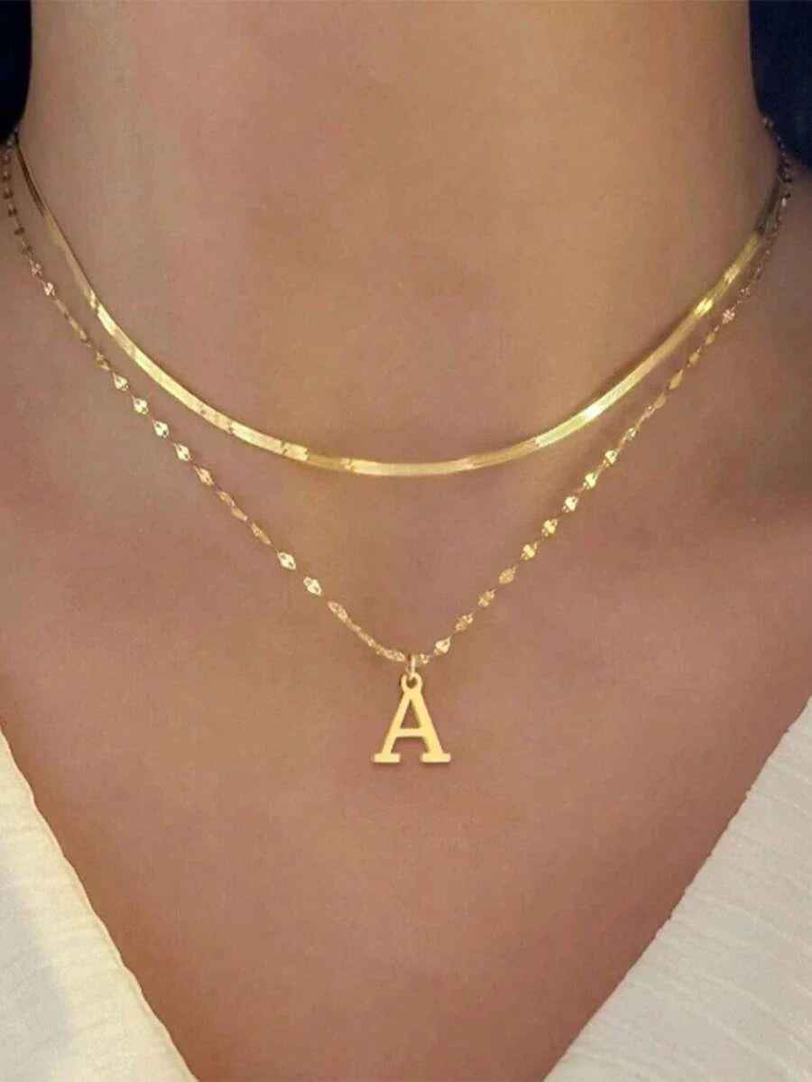 Double Stainless Steel Initial Necklace