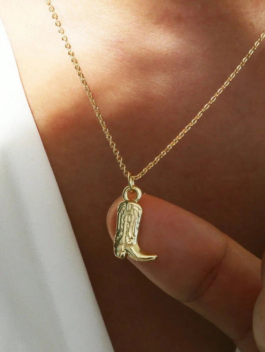 Punk Vintage Cowboy Boot Necklace